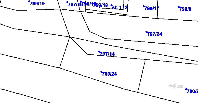 Parcela st. 797/14 v KÚ Vranová u Letovic, Katastrální mapa