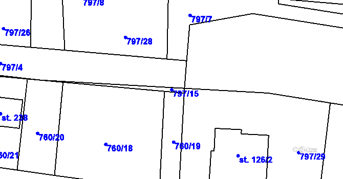 Parcela st. 797/15 v KÚ Vranová u Letovic, Katastrální mapa