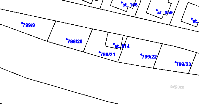 Parcela st. 799/21 v KÚ Vranová u Letovic, Katastrální mapa