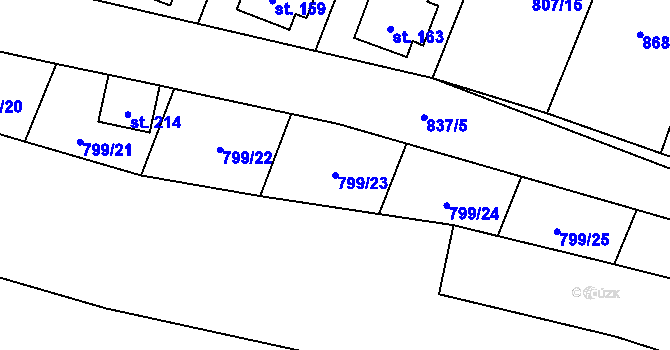 Parcela st. 799/23 v KÚ Vranová u Letovic, Katastrální mapa