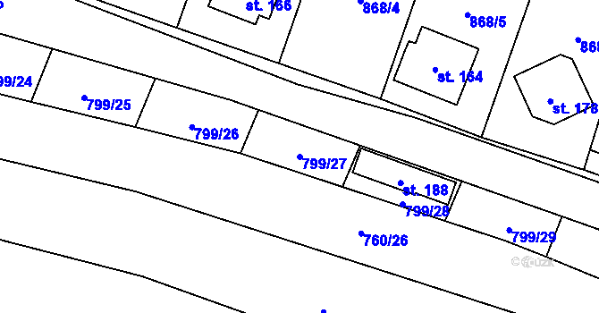 Parcela st. 799/27 v KÚ Vranová u Letovic, Katastrální mapa
