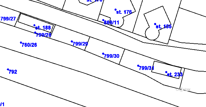 Parcela st. 799/30 v KÚ Vranová u Letovic, Katastrální mapa