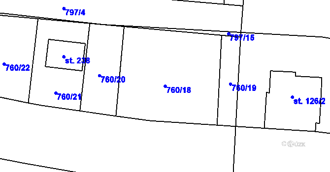 Parcela st. 760/18 v KÚ Vranová u Letovic, Katastrální mapa