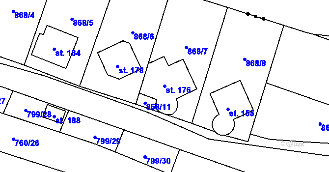 Parcela st. 176 v KÚ Vranová u Letovic, Katastrální mapa