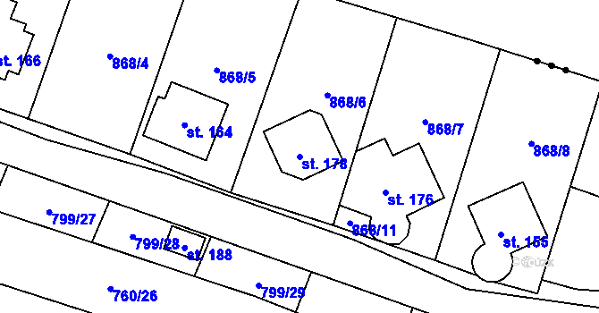 Parcela st. 178 v KÚ Vranová u Letovic, Katastrální mapa