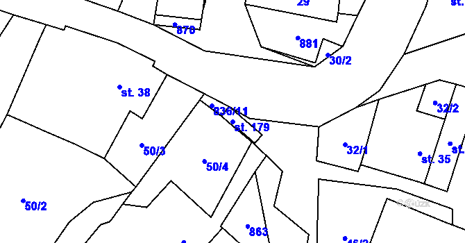 Parcela st. 179 v KÚ Vranová u Letovic, Katastrální mapa