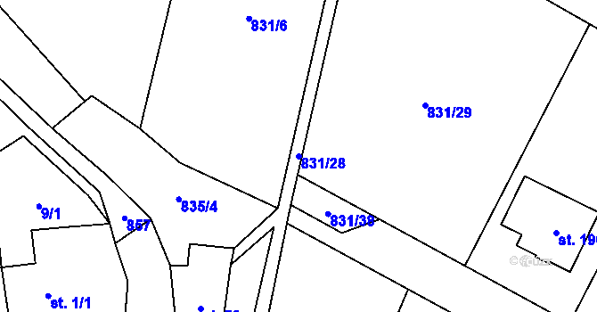 Parcela st. 831/28 v KÚ Vranová u Letovic, Katastrální mapa