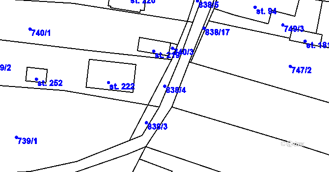 Parcela st. 838/4 v KÚ Vranová u Letovic, Katastrální mapa