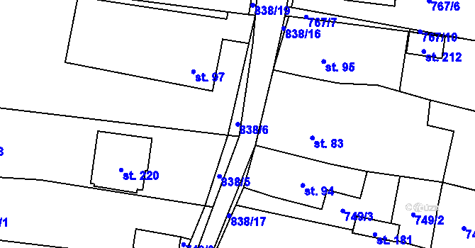 Parcela st. 838/6 v KÚ Vranová u Letovic, Katastrální mapa