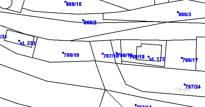 Parcela st. 797/16 v KÚ Vranová u Letovic, Katastrální mapa