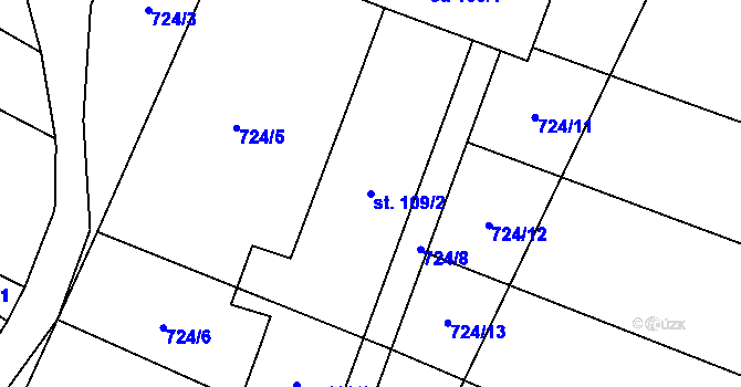 Parcela st. 109/2 v KÚ Vranová u Letovic, Katastrální mapa