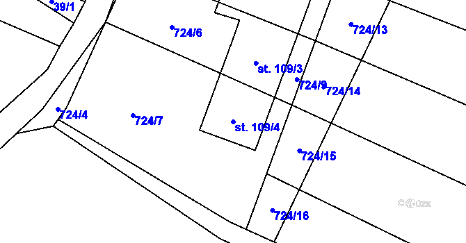 Parcela st. 109/4 v KÚ Vranová u Letovic, Katastrální mapa