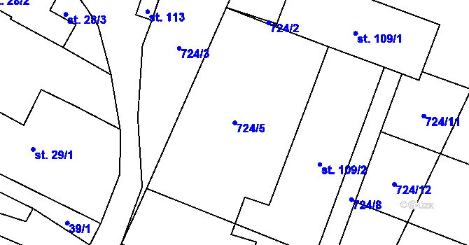 Parcela st. 724/5 v KÚ Vranová u Letovic, Katastrální mapa