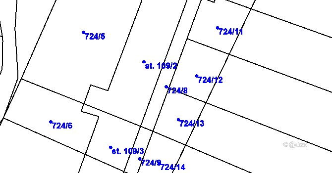 Parcela st. 724/8 v KÚ Vranová u Letovic, Katastrální mapa
