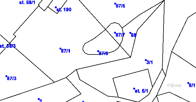 Parcela st. 87/6 v KÚ Vranová u Letovic, Katastrální mapa