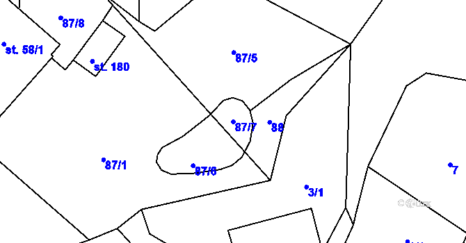 Parcela st. 87/7 v KÚ Vranová u Letovic, Katastrální mapa