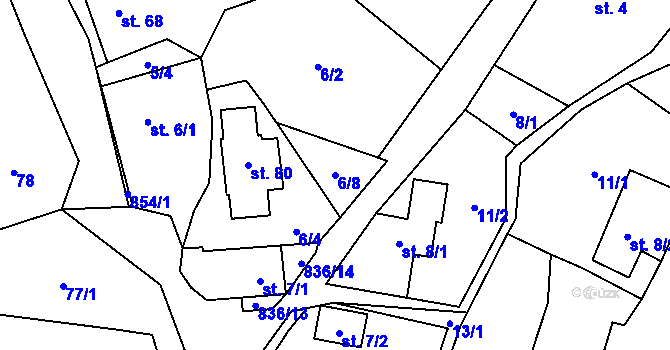 Parcela st. 6/8 v KÚ Vranová u Letovic, Katastrální mapa