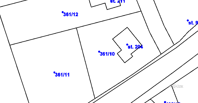 Parcela st. 361/10 v KÚ Vranová u Letovic, Katastrální mapa