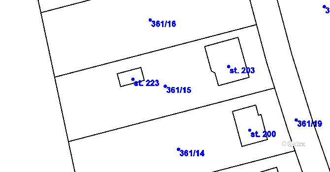 Parcela st. 361/15 v KÚ Vranová u Letovic, Katastrální mapa