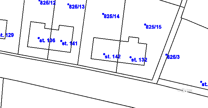 Parcela st. 142 v KÚ Vranová u Letovic, Katastrální mapa