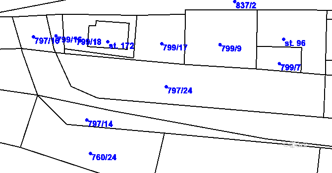 Parcela st. 797/24 v KÚ Vranová u Letovic, Katastrální mapa