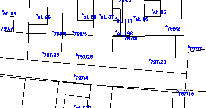 Parcela st. 797/27 v KÚ Vranová u Letovic, Katastrální mapa