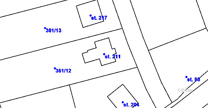 Parcela st. 211 v KÚ Vranová u Letovic, Katastrální mapa