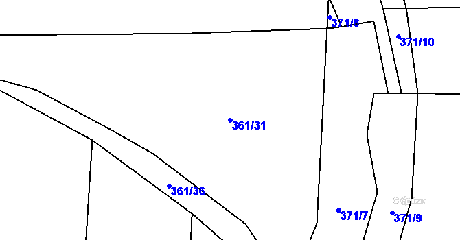 Parcela st. 361/31 v KÚ Vranová u Letovic, Katastrální mapa