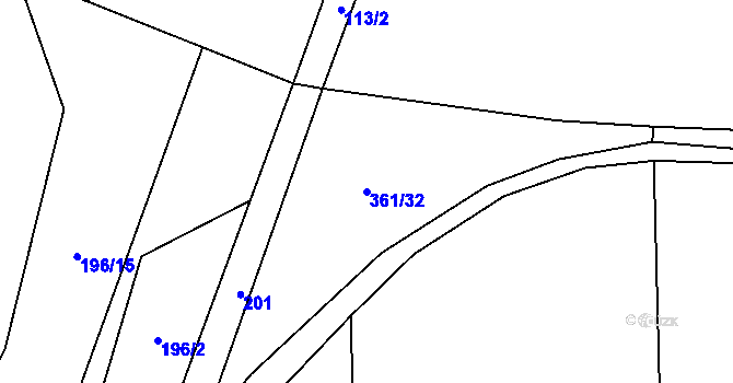Parcela st. 361/32 v KÚ Vranová u Letovic, Katastrální mapa