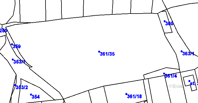 Parcela st. 361/35 v KÚ Vranová u Letovic, Katastrální mapa