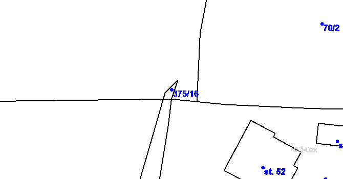 Parcela st. 375/16 v KÚ Vranová u Letovic, Katastrální mapa