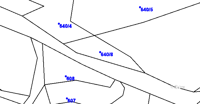 Parcela st. 640/8 v KÚ Vranová u Letovic, Katastrální mapa
