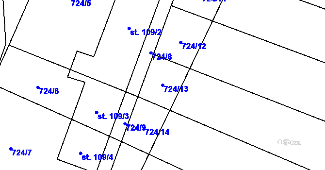 Parcela st. 724/13 v KÚ Vranová u Letovic, Katastrální mapa