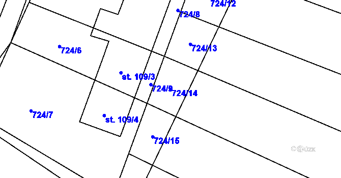 Parcela st. 724/14 v KÚ Vranová u Letovic, Katastrální mapa