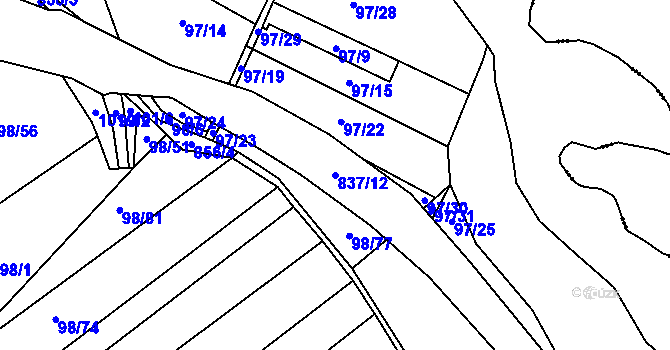 Parcela st. 837/12 v KÚ Vranová u Letovic, Katastrální mapa
