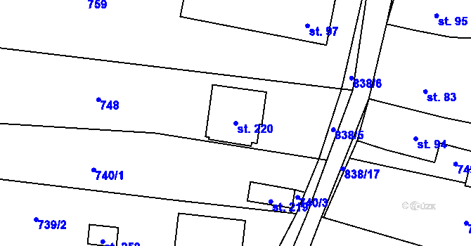 Parcela st. 220 v KÚ Vranová u Letovic, Katastrální mapa