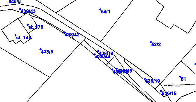 Parcela st. 438/73 v KÚ Vranová u Letovic, Katastrální mapa