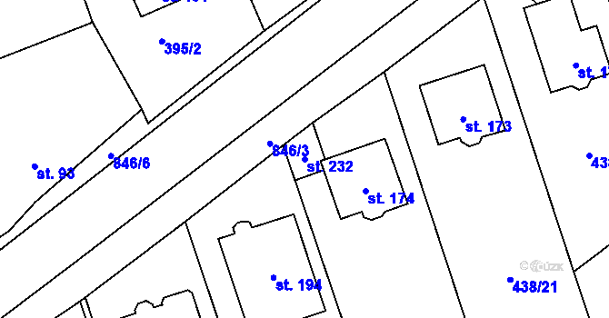 Parcela st. 232 v KÚ Vranová u Letovic, Katastrální mapa