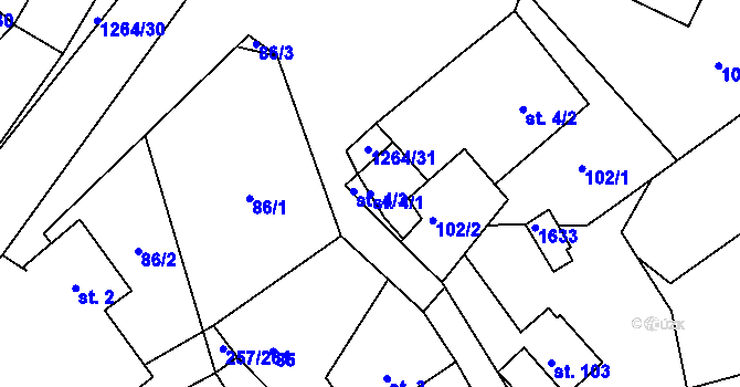 Parcela st. 4/1 v KÚ Vranová, Katastrální mapa