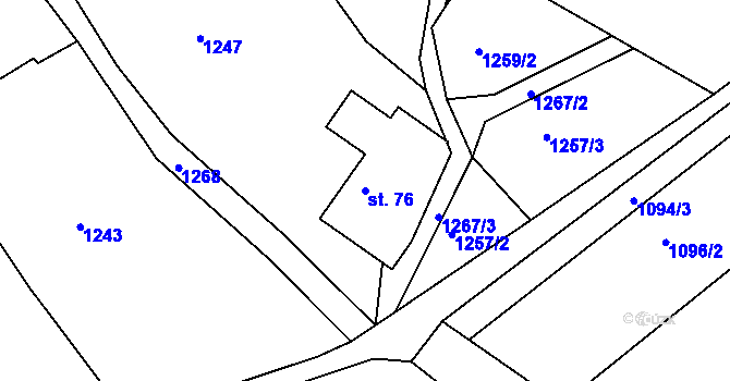 Parcela st. 76 v KÚ Vranová, Katastrální mapa