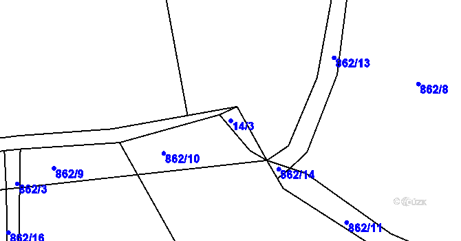 Parcela st. 14/3 v KÚ Vranová, Katastrální mapa