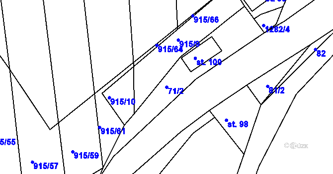 Parcela st. 71/2 v KÚ Vranová, Katastrální mapa