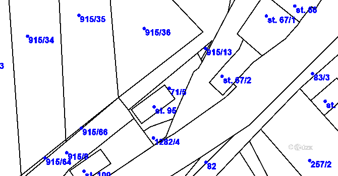 Parcela st. 71/5 v KÚ Vranová, Katastrální mapa