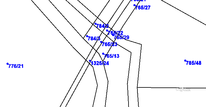 Parcela st. 765/13 v KÚ Vranová, Katastrální mapa
