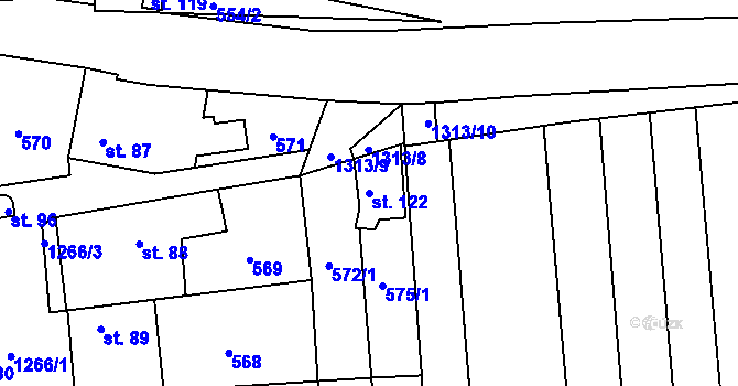 Parcela st. 122 v KÚ Vranová, Katastrální mapa