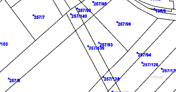 Parcela st. 257/139 v KÚ Vranová, Katastrální mapa
