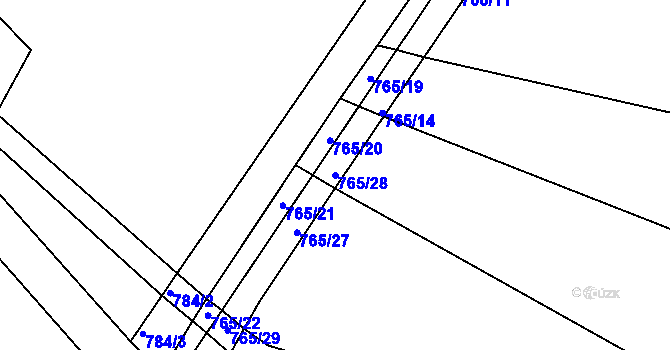 Parcela st. 765/28 v KÚ Vranová, Katastrální mapa