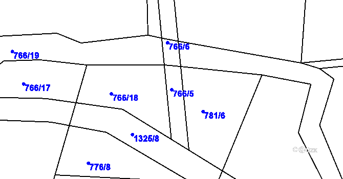 Parcela st. 766/5 v KÚ Vranová, Katastrální mapa