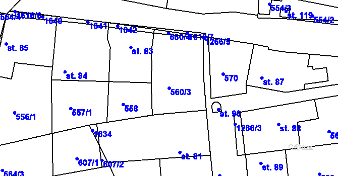 Parcela st. 560/3 v KÚ Vranová, Katastrální mapa