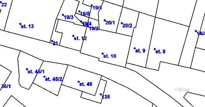 Parcela st. 10 v KÚ Vranová Lhota, Katastrální mapa